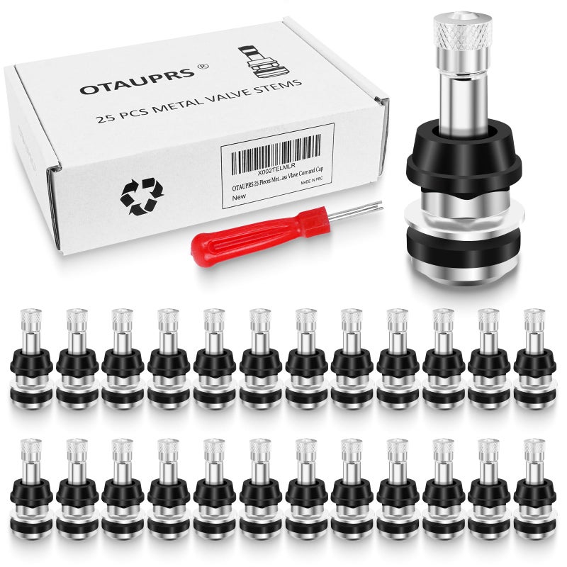 OTAUPRS 25 PCS TR416 Metal Valve Stems  Bolt in Tire Valve Stem  High Pressure Valve Stems  Outer Mount Fits 0.453"" and 0.625"" Rim Holes - Image 1